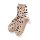 ベージュ | アニマル総柄クルーソックス | F.O.Online Store