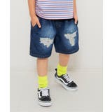 ネイビーブルー | WEB限定  ダメージデニムハーフパンツ  5分丈 | F.O.Online Store