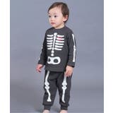 ブラック | 【リンク】ほね・おばけ蓄光プリントワッフルパジャマ | F.O.Online Store