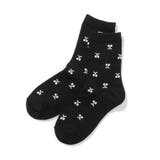 ブラック | さくらんぼ・ハート・お花柄クルーソックス | F.O.Online Store