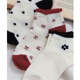 レッド | お花・ハート・さくらんぼ柄ショートソックス | F.O.Online Store