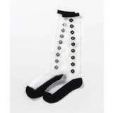 ブラック | お花・ドットシアーハイソックス | F.O.Online Store