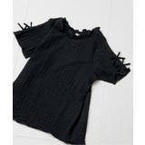 チャコール | ぽこぽこジャガード袖リボンTシャツ | F.O.Online Store