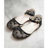 ブラック | ハート刺繍メッシュサンダル | F.O.Online Store