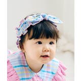 ブルー | チェック・ストライプ柄配色レースベビーヘアバンド | F.O.Online Store