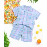 ブルー | 【リンク】チェック・トロピカルセットアップ  5分丈 | F.O.Online Store