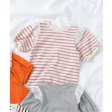 ピンク | 肩フリルフラワーモチーフTシャツ | F.O.Online Store