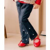 ブラック | 裾パール・ラインストーンフレアきゅんパンツ 10分丈 | F.O.Online Store