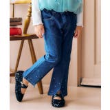 ブルー | 裾パール・ラインストーンフレアきゅんパンツ 10分丈 | F.O.Online Store