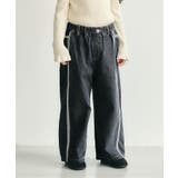 ブラック | ラインレースデニムパンツ 10分丈 | F.O.Online Store