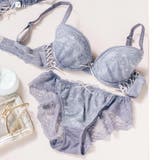 グレイッシュブルー | クラシック ランジェリー嬉しいブラ&ショーツSET 「クロスリボン | fran de lingerie
