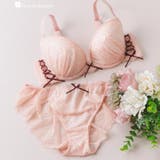 ピンクベージュ | クラシック ランジェリー嬉しいブラ&ショーツSET 「クロスリボン | fran de lingerie