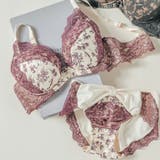 アイボリー | 華やか配色デザインすっきりラインの谷間メイクブラ 「ボタニカルプリントサテン ペ… | fran de lingerie