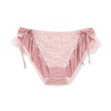 ピンク | 軽やかに揺れるチュールフラワー可愛くて楽ちんな紐ショーツ | fran de lingerie