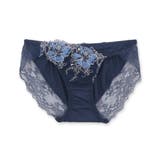 ネイビー | 華あり刺繍デザイン穿きやすいノーマルショーツ 「スタイルアップワイヤレスフローラ | fran de lingerie