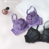 パープル | シックな華ありランジェリーすっきりラインの谷間メイクブラ 「シャイニーフルール | fran de lingerie