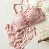 ピンク | 人気のレーシークイーンカップを使用した盛れるベアトップドラマチックな編み上げデザ… | fran de lingerie