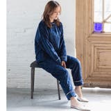 ダークブルー | memory fleece メモリーフリースかぶり上下セット | fran de lingerie