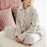 グレージュ | memory fleece メモリーフリース前開き上下セット | fran de lingerie