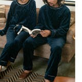 ダークブルー | memory fleece メモリーフリースメンズかぶり上下セット | fran de lingerie
