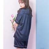 milky-satin半袖パジャマシャツ・ハーフパンツ上下セット | fran de lingerie | 詳細画像12