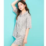 モスグリーン | milky-satin半袖パジャマシャツ・ハーフパンツ上下セット | fran de lingerie