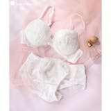 ホワイト | キュートなリボン柄刺繍軽さが魅力のノンワイヤーブラ | fran de lingerie