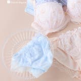 サックス | きらめくフェミニンなフラワー刺繍レース華やかな紐&バックレース | fran de lingerie