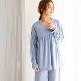 ブルー | tororelax とろリラプルオーバー&ワイドパンツ・上下セットパジャマ | fran de lingerie