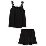 ブラック | ≪tororelax とろリラ≫ フリルノースリーブトップス&ショートパンツ | fran de lingerie