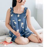 ネイビー | ≪tororelax とろリラ≫ フリルノースリーブトップス&ショートパンツ | fran de lingerie