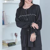 ブラック | ≪tororelax とろリラ≫ 前開き長袖シャツ＆イージーロングパンツ | fran de lingerie