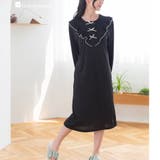 ブラック | ≪tororelax とろリラ≫ マタニティにも、長袖半開きロングワンピース | fran de lingerie