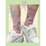 【鳥獣戯画】 靴下 うさぎ 刺しゅう クルー丈 (3163-282) | 福助オンラインストア | 詳細画像1 