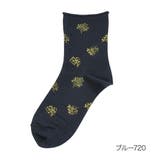 ブルー720 | 福助 靴下 ミモザ柄 | 福助オンラインストア