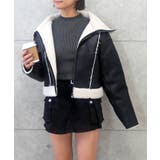 ブラック | フェイクレザームートンジャケット | FUN