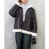 ブラウン | フェイクレザームートンジャケット | FUN