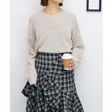 ベージュ | ラメVネックニット | FUN