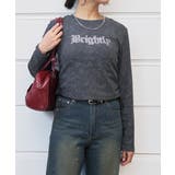 チャコールグレー | ストーンロゴリブカットソー | FUN