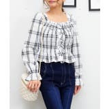 オフ | チェックレースアップブラウス | FUN