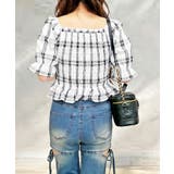 レースアップチェックブラウス | FUN | 詳細画像3 