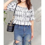 オフ | レースアップチェックブラウス | FUN