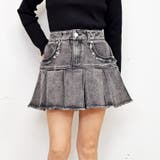 ブラック系 | フリンジデニムミニスカート | FUN