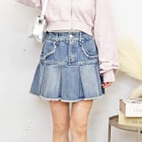 サックス | フリンジデニムミニスカート | FUN