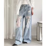 ブルー | ダメージレースパンツ | FUN