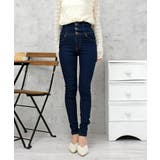 ネイビー | ボタンスキニーパンツ | FUN