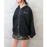 ブラック | ラメストーンロゴパーカー | FUN