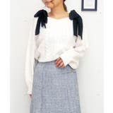 アイボリー | ラメカタリボンニット | FUN