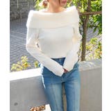 アイボリー | フェザーオフショルニット | FUN