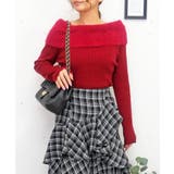 レッド | フェザーオフショルニット | FUN